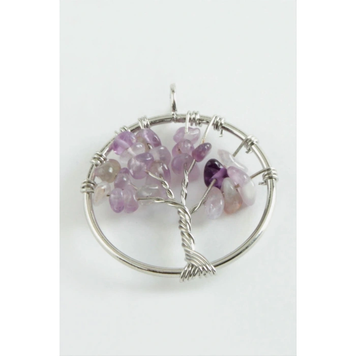 Ametist Kalp Doğaltaş Kolye Ucu