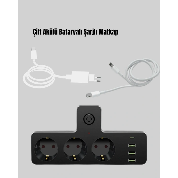 Anahtarlı Çoklu Priz 3 Usb 1 Type-c Hızlı Şarj Destekli