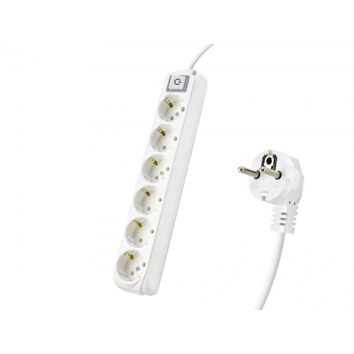 Anahtarlı Topraklı Uzatma Kablosu 6X Priz 3 M - Beyaz 9260203