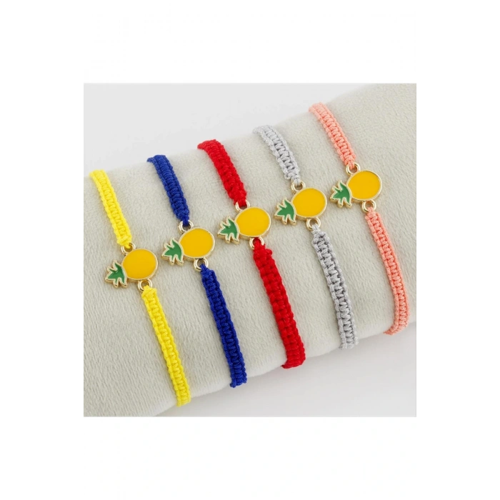 Ananas Figürlü Makrome Örgülü Bileklik