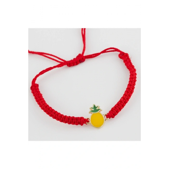 Ananas Figürlü Makrome Örgülü Bileklik