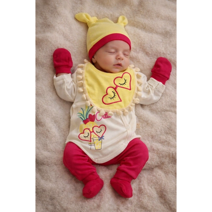 Ananaslı Kalpli 5 Parça Hastane Çıkış Seti