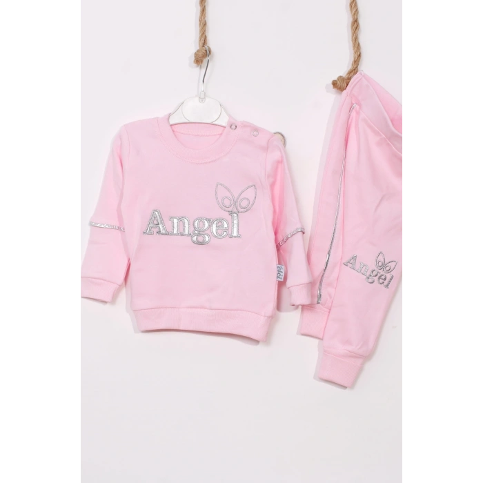 Angel Kanat Detaylı % 100 Pamuk Kız Bebek Takımı