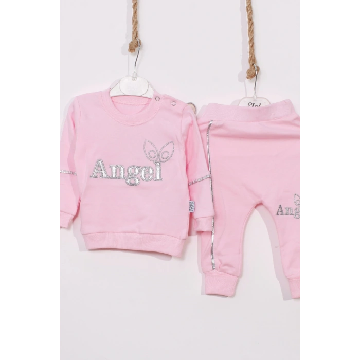 Angel Kanat Detaylı % 100 Pamuk Kız Bebek Takımı