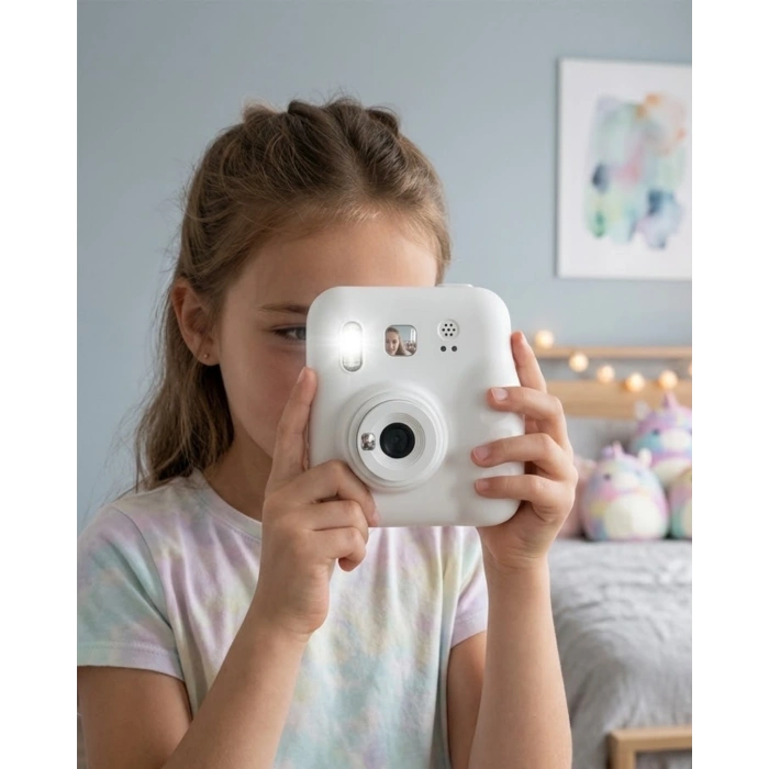 Anında Baskılı Çocuk Kamerası 4 Rulo Kağıt 5 Kalem Hediyeli Eğlenceli Set