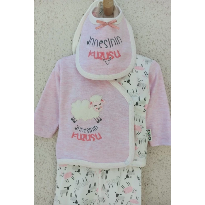 Annesinin Kuzusu Şapkalı Eldivenli 5li Kız Zıbın Seti 0-3 Ay