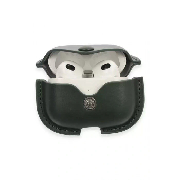 Apple Airpods 3 (3.nesil) Çanta Deri Kılıf - Haki Yeşil