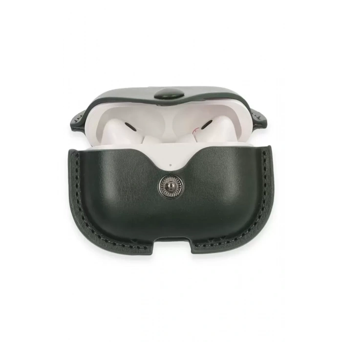 Apple Airpods Pro 2 (2.nesil) Çanta Deri Kılıf - Haki Yeşil