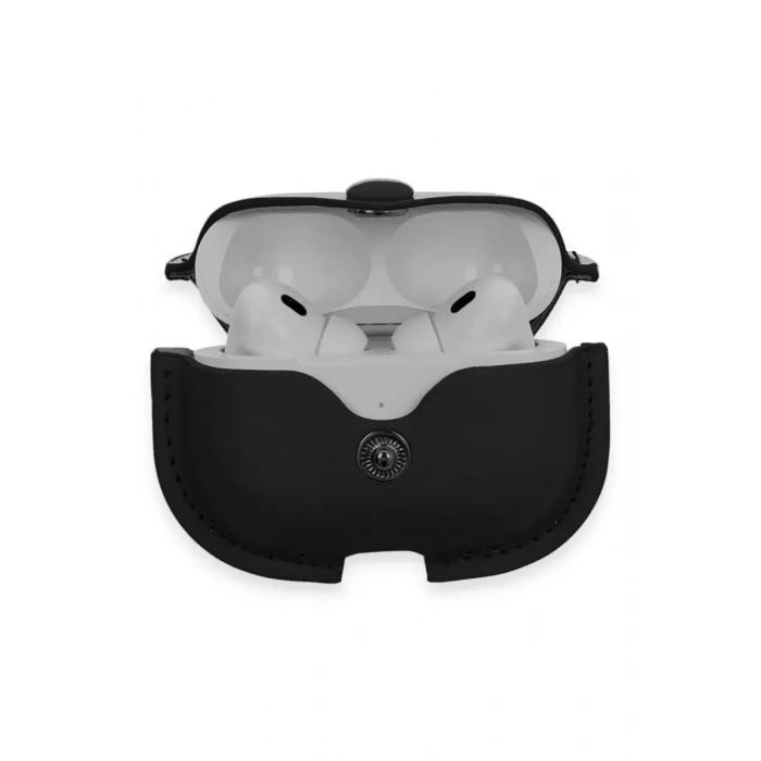 Apple Airpods Pro 2 (2.nesil) Çanta Deri Kılıf - Siyah