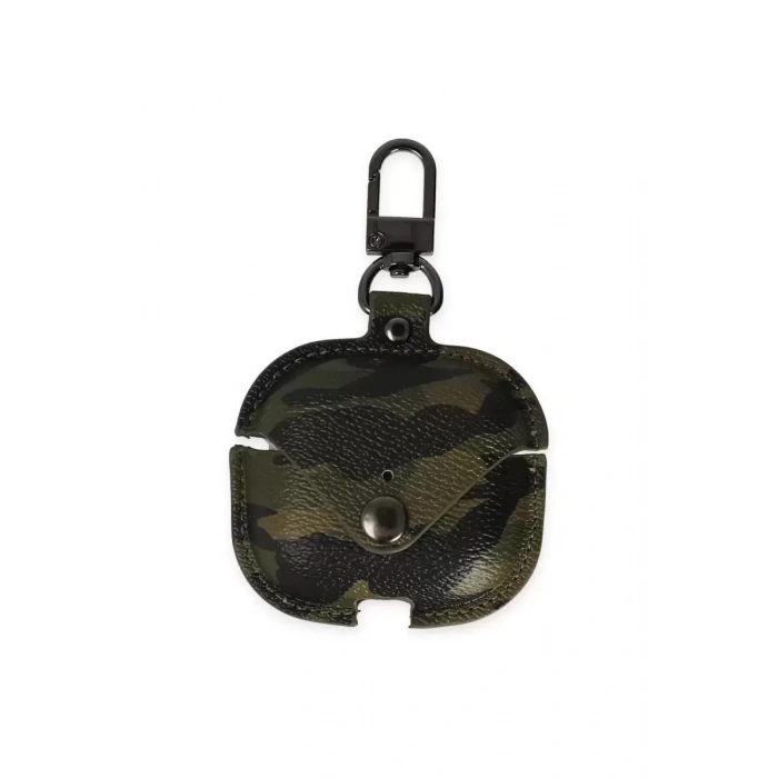 Apple Airpods Pro 2 (2.nesil) Çanta Kamuflaj Deri Kılıf - Haki Yeşil