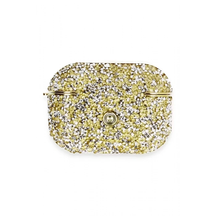 Apple Airpods Pro 2 (2.nesil) Luz Taşlı Kılıf - Gold