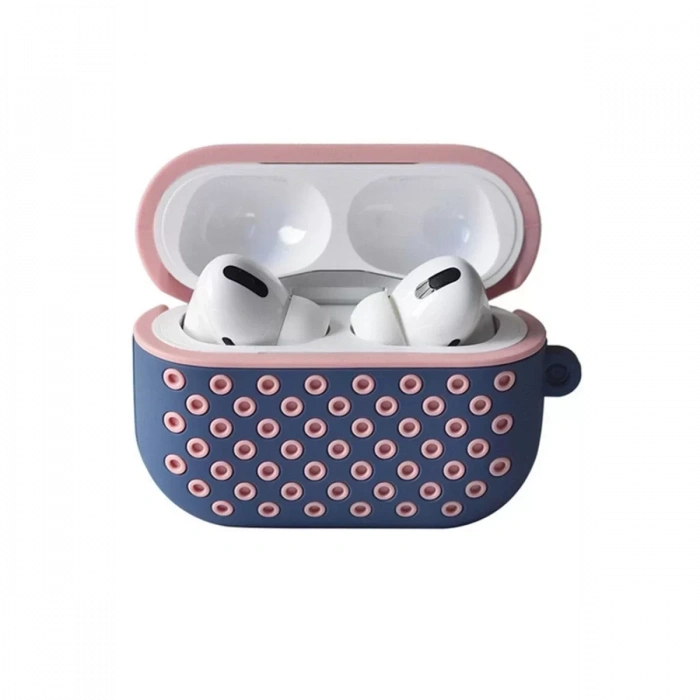 Apple Airpods Pro 2 (2.nesil) Spor Delikli Kılıf - Mavi-Pembe