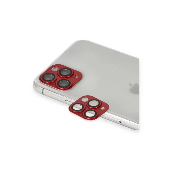Apple iPhone 11 Pro Max Pers Alüminyum Kamera Lens - Kırmızı