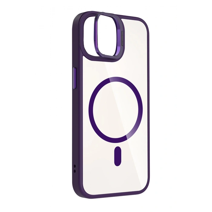 Apple iPhone 11 Remim Lensli Magsafe Standlı Kapak - Derin Mor