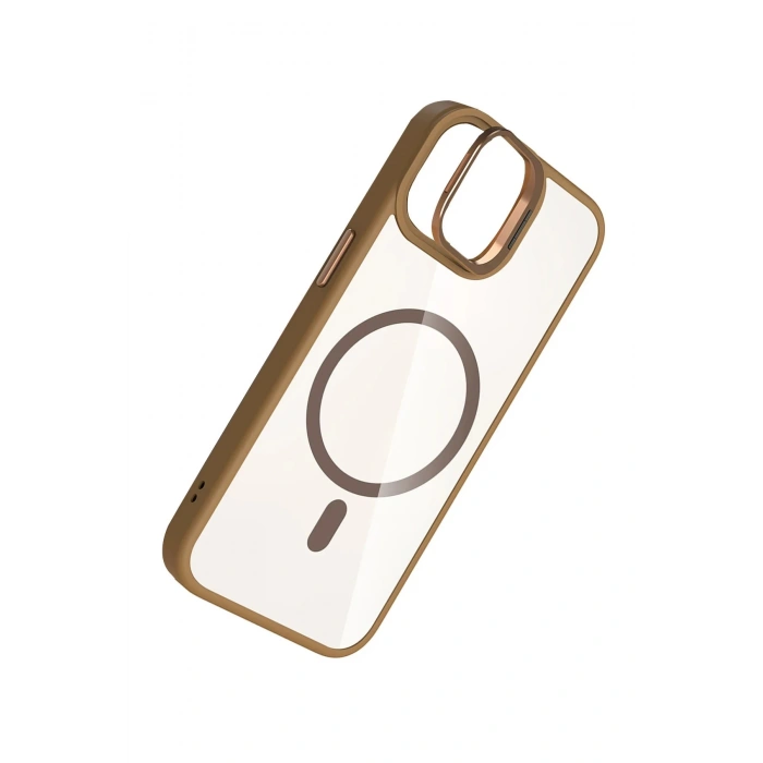 Apple iPhone 11 Remim Lensli Magsafe Standlı Kapak - Kahverengi