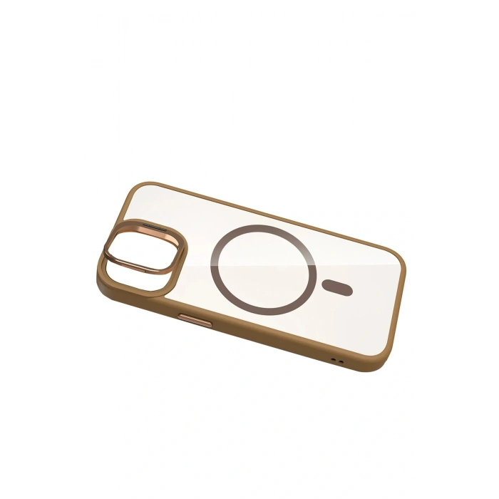 Apple iPhone 11 Remim Lensli Magsafe Standlı Kapak - Kahverengi