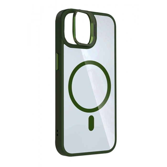 Apple iPhone 11 Remim Lensli Magsafe Standlı Kapak - Koyu Yeşil