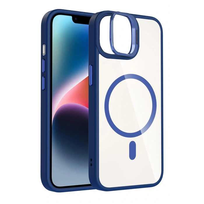 Apple iPhone 11 Remim Lensli Magsafe Standlı Kapak - Lacivert