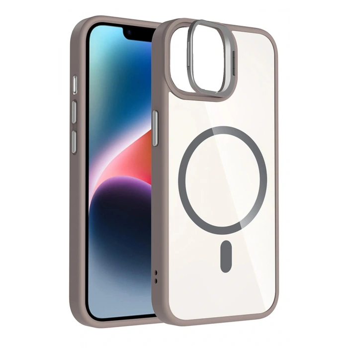 Apple iPhone 11 Remim Lensli Magsafe Standlı Kapak - Titan Gri