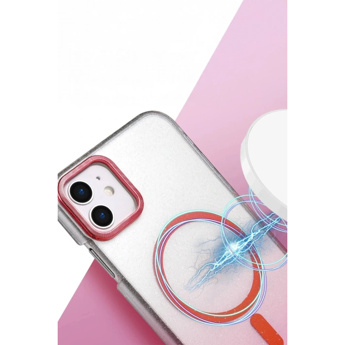 Apple iPhone 12 Glossy Magsafe Kapak - Pembe