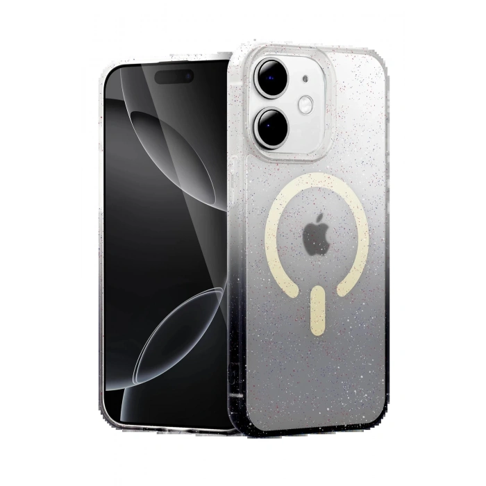 Apple iPhone 12 Pummel Shiny Magsafe Kapak - Siyah