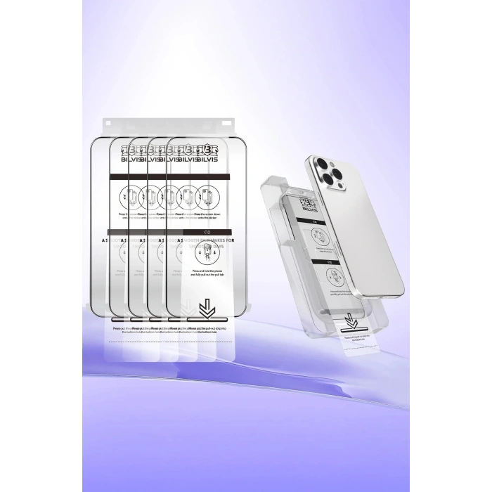 Apple iPhone 13 Pro Max Bilvis 5in1 3D Magic Cam Ekran Koruyucu - Siyah