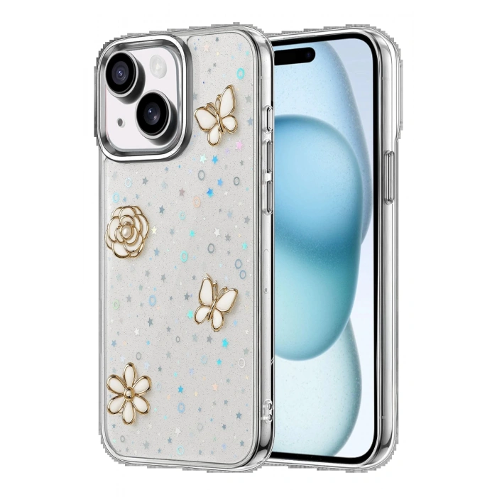 Apple iPhone 14 Fiyonk Desenli Kapak - Desen 2