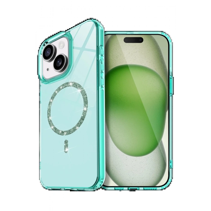 Apple iPhone 14 Live Diamond Magsafe Kapak - Yeşil