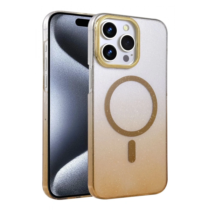 Apple iPhone 14 Pro Max Glossy Magsafe Kapak - Çöl Titanyum