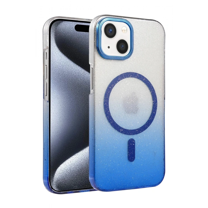 Apple iPhone 15 Plus Glossy Magsafe Kapak - Mavi