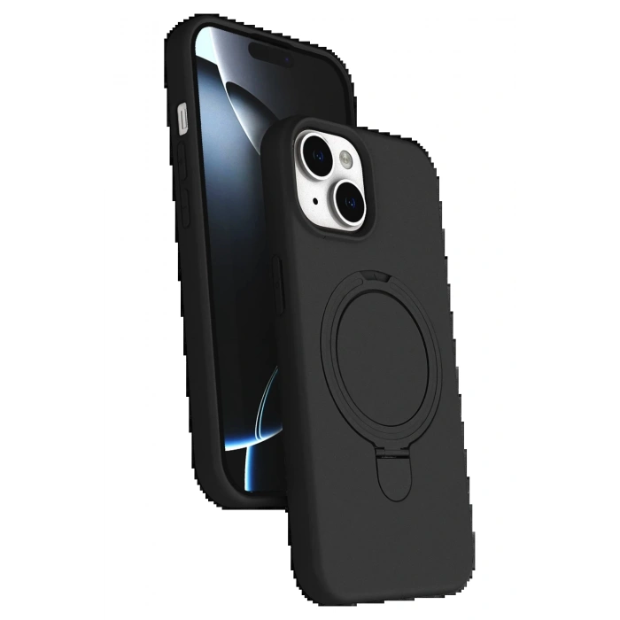 Apple iPhone 15 Plus Regal Magsafe Standlı Kapak - Siyah