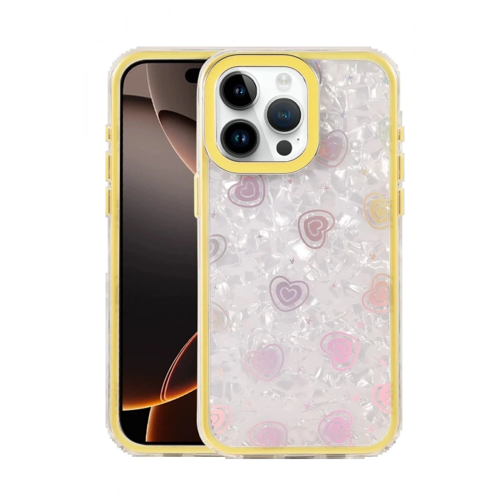 Apple iPhone 15 Pro Max Lumi Desenli Kapak - Sarı