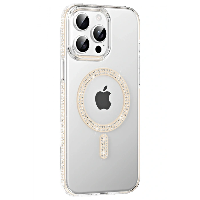 Apple iPhone 15 Pro Max Move Taşlı Magsafe Kapak - Pembe