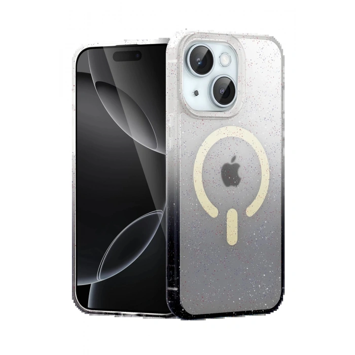 Apple iPhone 15 Pummel Shiny Magsafe Kapak - Siyah