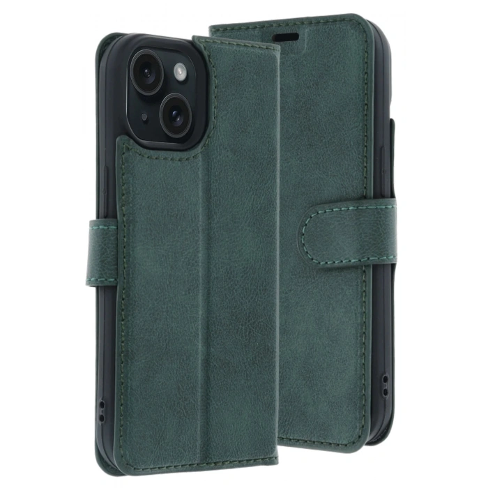 Apple iPhone 15 Trend S Plus Kapaklı Kılıf - Yeşil