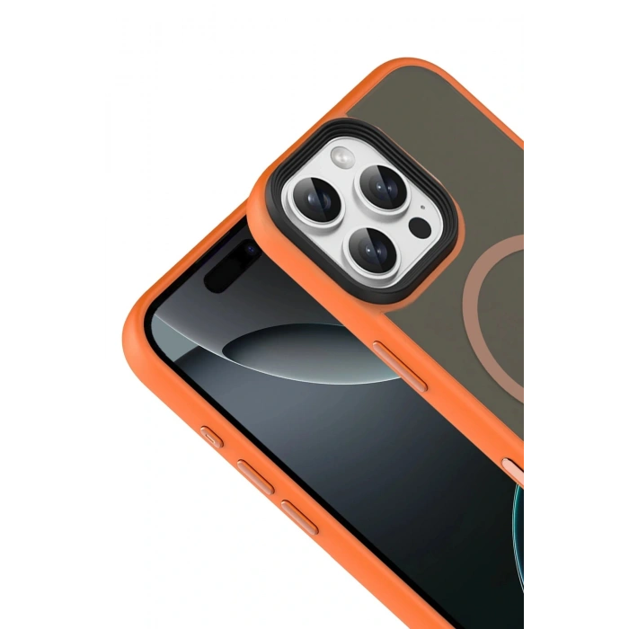 Apple iPhone 16 Pro Max Megane Magsafe Kapak - Turuncu