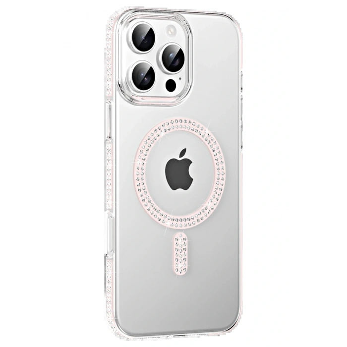 Apple iPhone 16 Pro Max Move Taşlı Magsafe Kapak - Gümüş