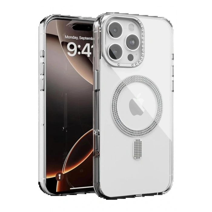 Apple iPhone 16 Pro Max Tash Diamond Magsafe Kapak - Beyaz