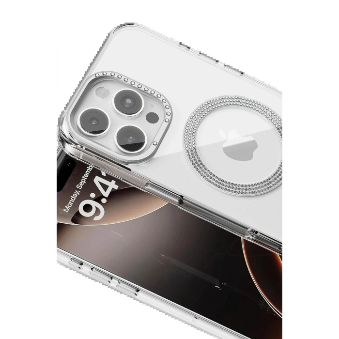 Apple iPhone 16 Pro Max Tash Diamond Magsafe Kapak - Beyaz