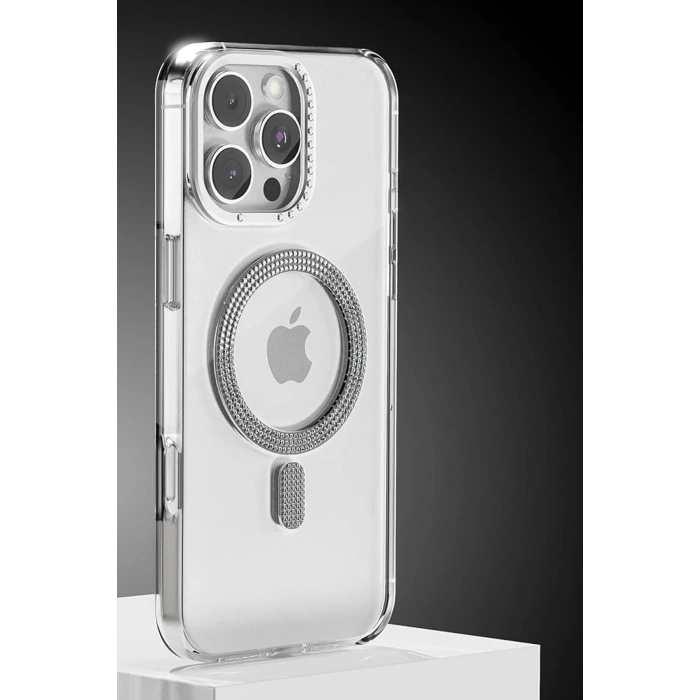 Apple iPhone 16 Pro Max Tash Diamond Magsafe Kapak - Beyaz