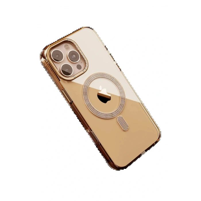 Apple iPhone 16 Pro Max Tash Diamond Magsafe Kapak - Gold