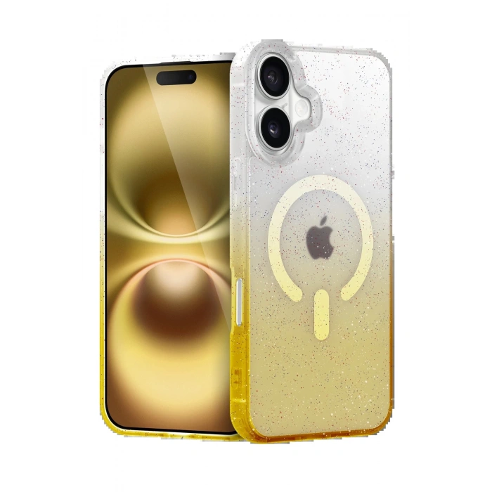 Apple iPhone 16 Pummel Shiny Magsafe Kapak - Gold