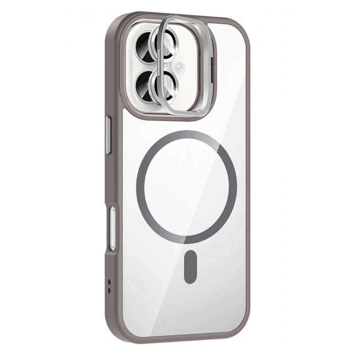 Apple iPhone 16 Remim Lensli Magsafe Standlı Kapak - Titan Gri