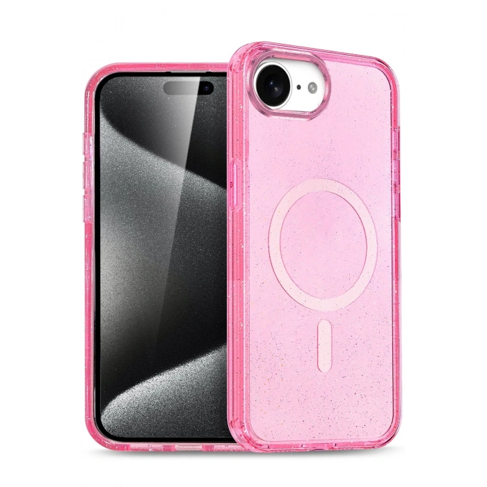 Apple iPhone 16E Star Magsafe Kapak - Pembe