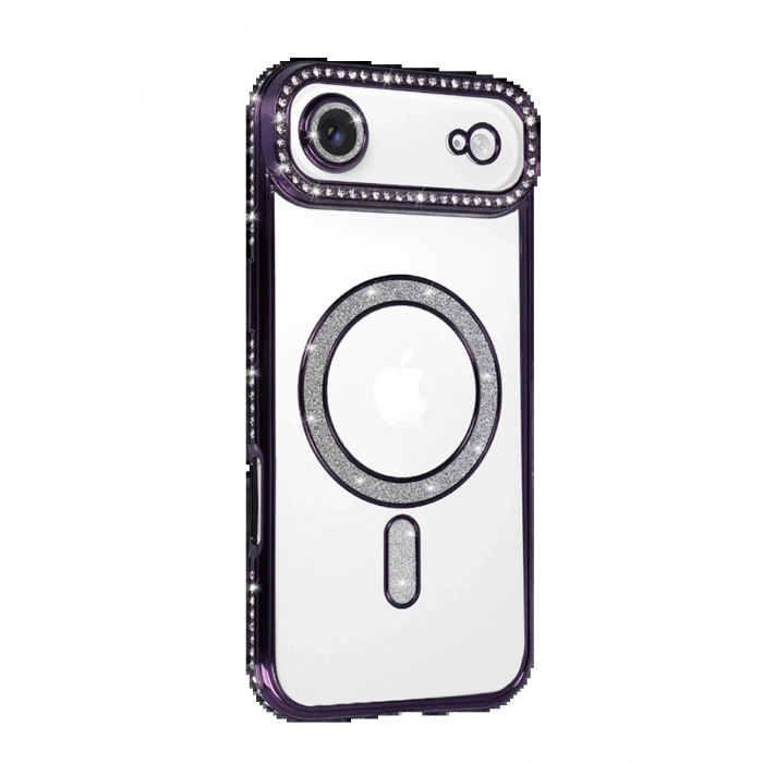 Apple iPhone 17 Air Joke Simli Magneticsafe Kılıf - Derin Mor