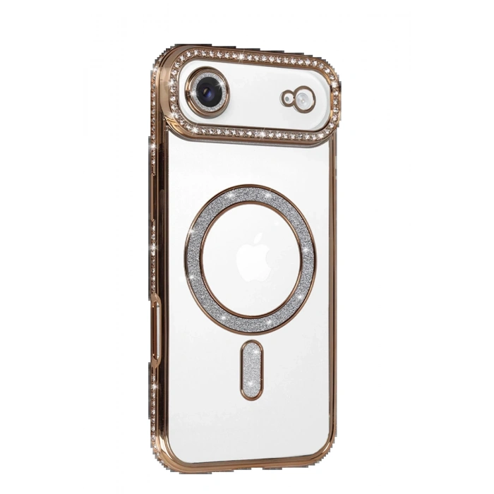 Apple iPhone 17 Air Joke Simli Magneticsafe Kılıf - Gold