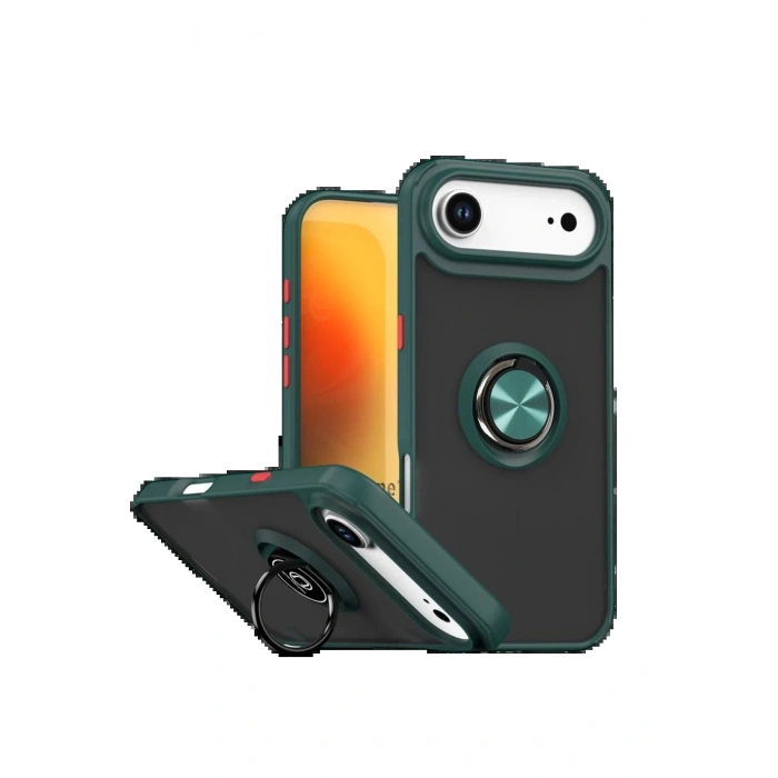 Apple iPhone 17 Air Montreal Yüzüklü Silikon Kapak - Yeşil