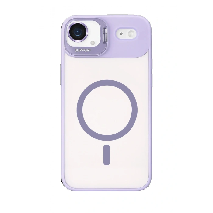 Apple iPhone 17 Air Remim Lensli Magsafe Standlı Kapak - Lila