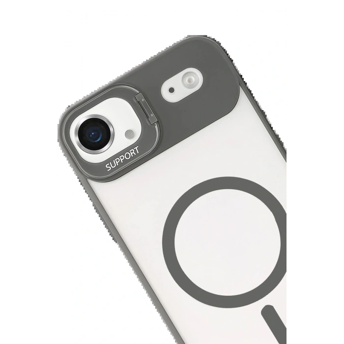 Apple iPhone 17 Air Remim Lensli Magsafe Standlı Kapak - Titan Gri
