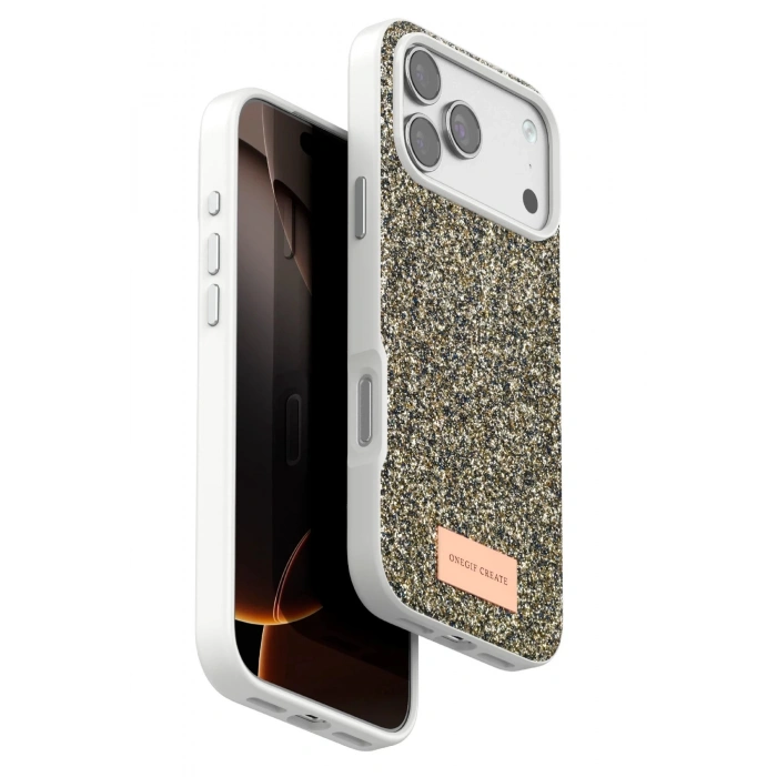 Apple iPhone 17 Pro Bright Simli Kapak - Çöl Titanyum